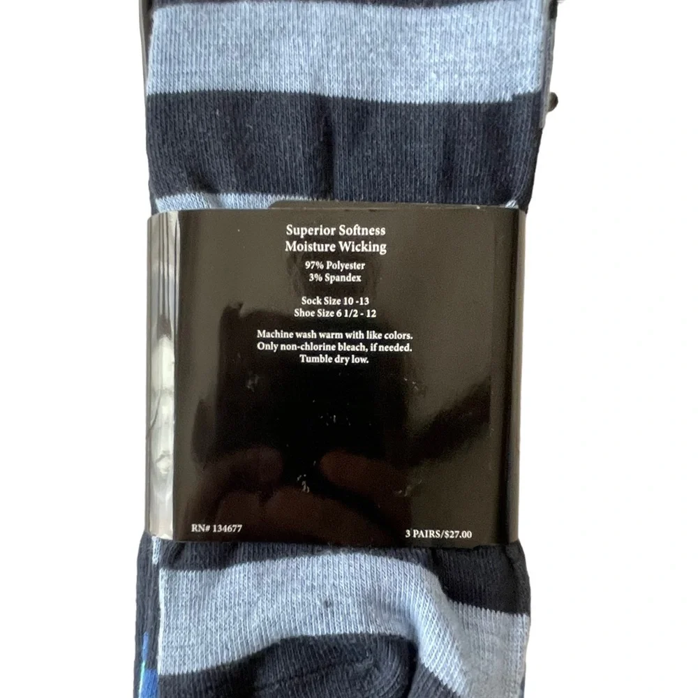 Men's ADOLFO Couture Dress Socks Blue Dots and Stripes 3-Pair Pack Size 10-13